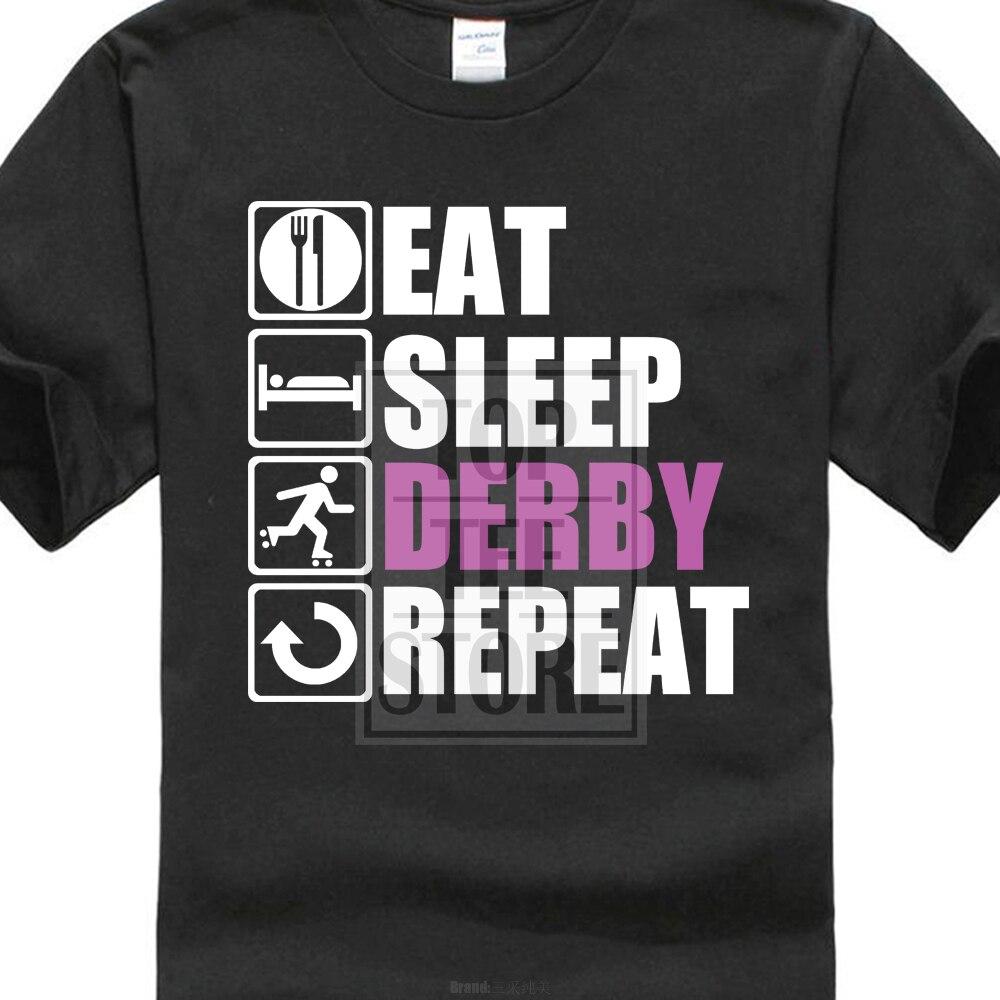 2017 New Arrivals Hipster Eat Sleep Roller Derby 3d Print Men's 100% Cotton Tee Shirts Summer Popular Short Sleeve Tee Dress