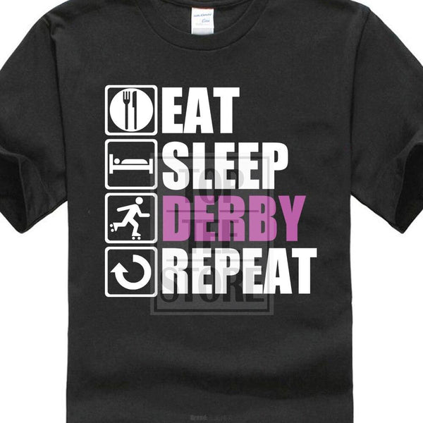 2017 New Arrivals Hipster Eat Sleep Roller Derby 3d Print Men's 100% Cotton Tee Shirts Summer Popular Short Sleeve Tee Dress