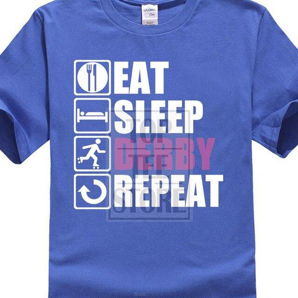 2017 New Arrivals Hipster Eat Sleep Roller Derby 3d Print Men's 100% Cotton Tee Shirts Summer Popular Short Sleeve Tee Dress