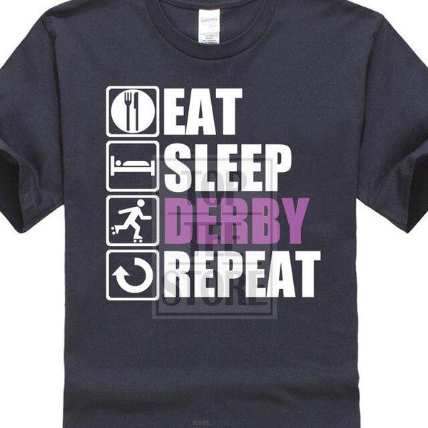 2017 New Arrivals Hipster Eat Sleep Roller Derby 3d Print Men's 100% Cotton Tee Shirts Summer Popular Short Sleeve Tee Dress