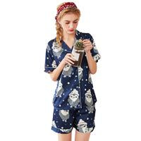 2019 men pajamas set new fashion summer couples homewear silk nightwear two pieces shorts pants shirts sleeve tops sleep dress