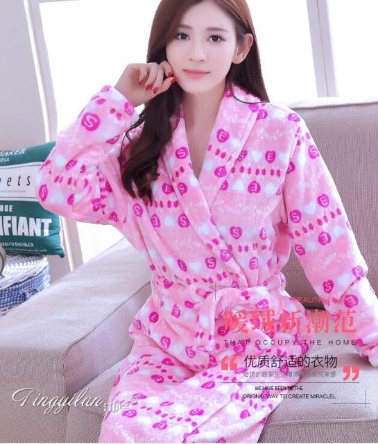 Girls Sleeping Gown Female Warm Thickened Flange Long Sleeves Bathrobe Men's Coral Velvet Pajamas Home Dress Marriage Robe D2120