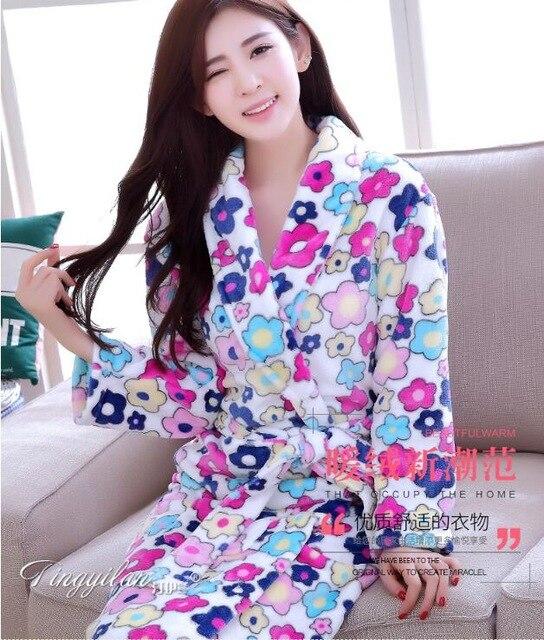 Girls Sleeping Gown Female Warm Thickened Flange Long Sleeves Bathrobe Men's Coral Velvet Pajamas Home Dress Marriage Robe D2120