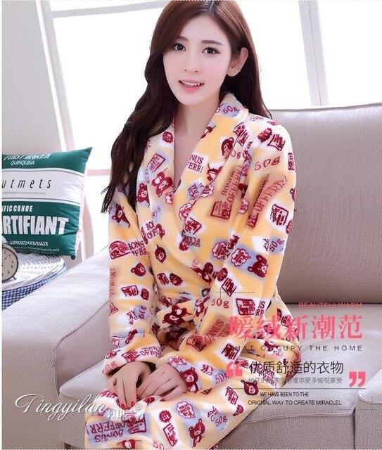 Girls Sleeping Gown Female Warm Thickened Flange Long Sleeves Bathrobe Men's Coral Velvet Pajamas Home Dress Marriage Robe D2120