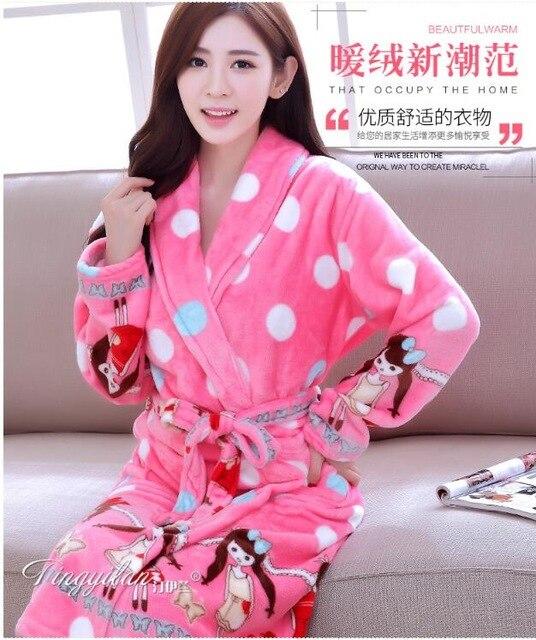 Girls Sleeping Gown Female Warm Thickened Flange Long Sleeves Bathrobe Men's Coral Velvet Pajamas Home Dress Marriage Robe D2120