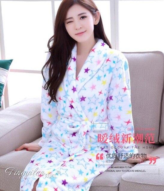 Girls Sleeping Gown Female Warm Thickened Flange Long Sleeves Bathrobe Men's Coral Velvet Pajamas Home Dress Marriage Robe D2120