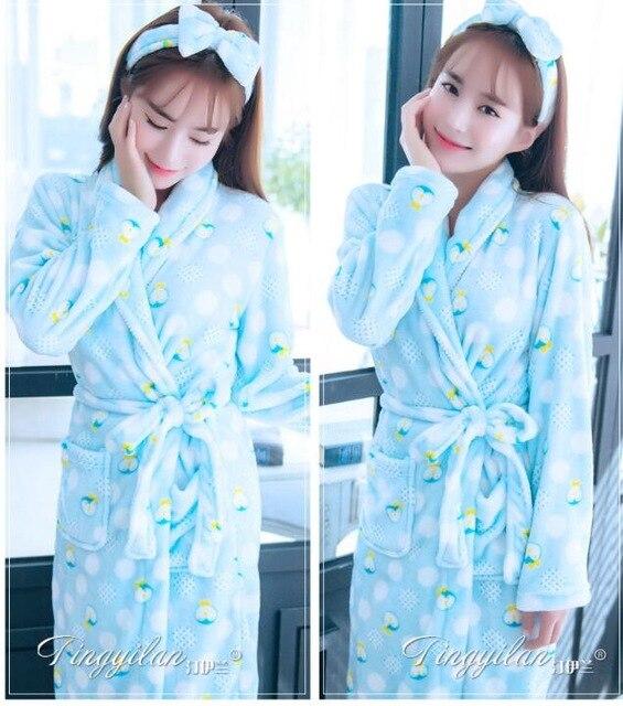 Girls Sleeping Gown Female Warm Thickened Flange Long Sleeves Bathrobe Men's Coral Velvet Pajamas Home Dress Marriage Robe D2120