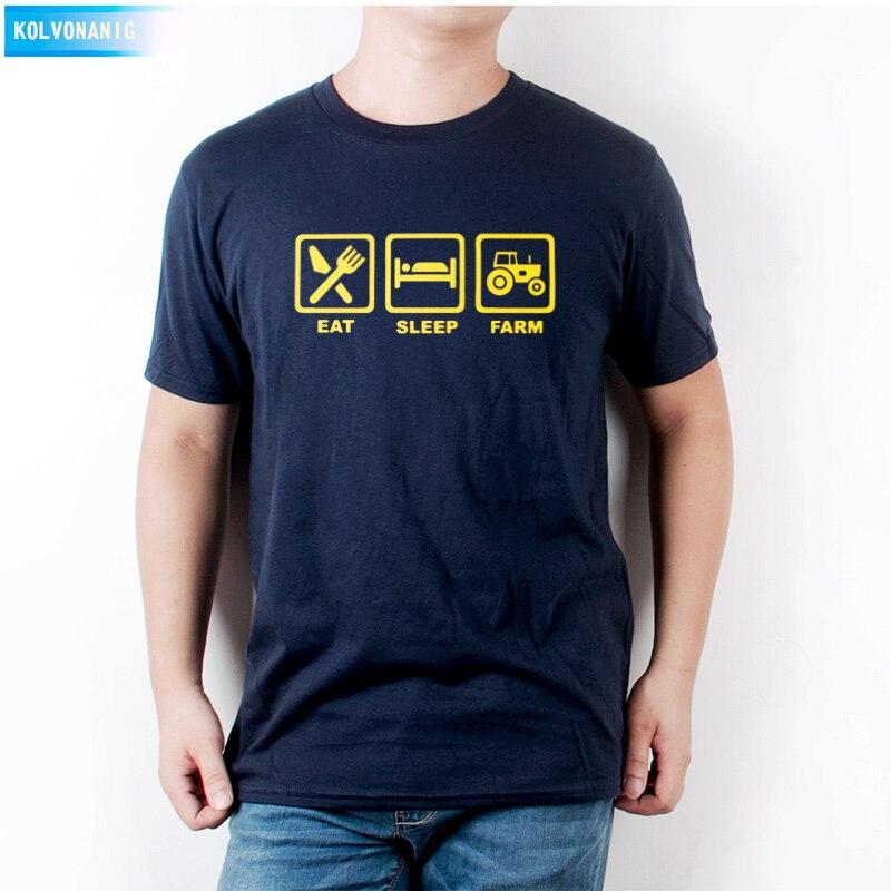 KOLVONANIG 2019 Summer Dress EAT SLEEP FARM Funny Printed T Shirt Men Farmer Farming Tractor Gift Men's T-Shirt Plus Size