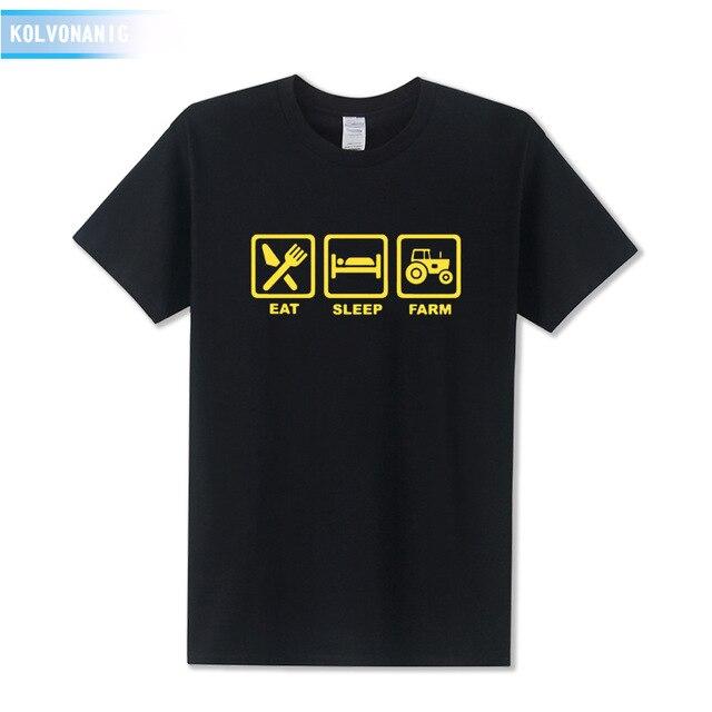 KOLVONANIG 2019 Summer Dress EAT SLEEP FARM Funny Printed T Shirt Men Farmer Farming Tractor Gift Men's T-Shirt Plus Size