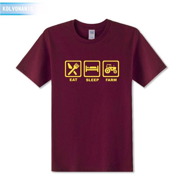 KOLVONANIG 2019 Summer Dress EAT SLEEP FARM Funny Printed T Shirt Men Farmer Farming Tractor Gift Men's T-Shirt Plus Size