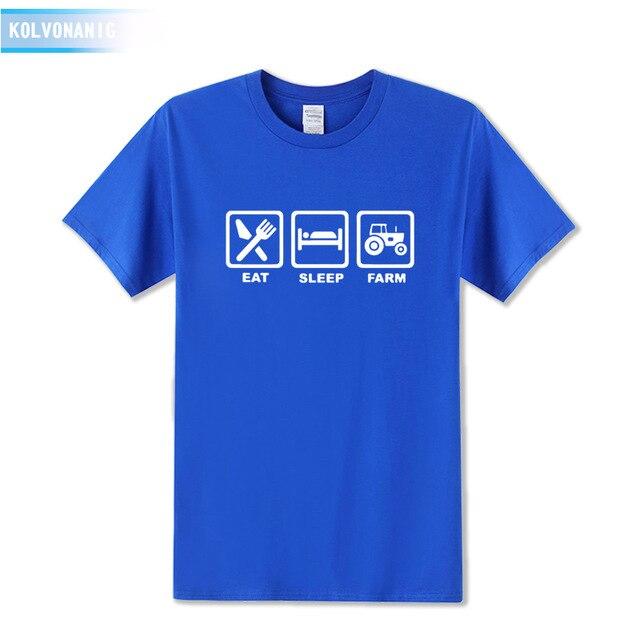 KOLVONANIG 2019 Summer Dress EAT SLEEP FARM Funny Printed T Shirt Men Farmer Farming Tractor Gift Men's T-Shirt Plus Size