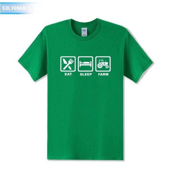 KOLVONANIG 2019 Summer Dress EAT SLEEP FARM Funny Printed T Shirt Men Farmer Farming Tractor Gift Men's T-Shirt Plus Size