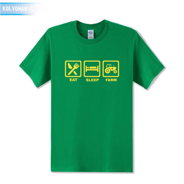 KOLVONANIG 2019 Summer Dress EAT SLEEP FARM Funny Printed T Shirt Men Farmer Farming Tractor Gift Men's T-Shirt Plus Size