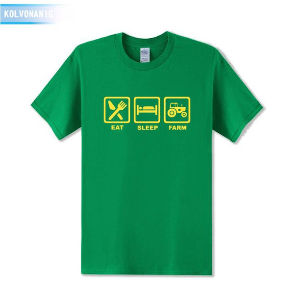 KOLVONANIG 2019 Summer Dress EAT SLEEP FARM Funny Printed T Shirt Men Farmer Farming Tractor Gift Men's T-Shirt Plus Size