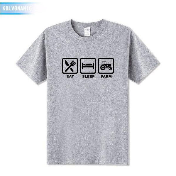KOLVONANIG 2019 Summer Dress EAT SLEEP FARM Funny Printed T Shirt Men Farmer Farming Tractor Gift Men's T-Shirt Plus Size