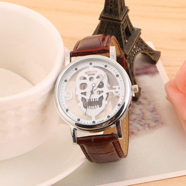 New Watch Men Business Fashion Skeleton Engraving Hollow Reloj Hombre Dress Wristwatch Leather Band Women Clock Relojes Mujer