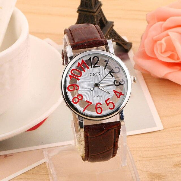 New Watch Men Business Fashion Skeleton Engraving Hollow Reloj Hombre Dress Wristwatch Leather Band Women Clock Relojes Mujer