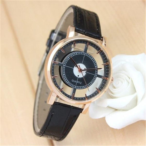 New Watch Men Business Fashion Skeleton Engraving Hollow Reloj Hombre Dress Wristwatch Leather Band Women Clock Relojes Mujer