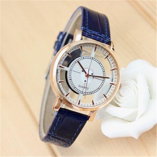 New Watch Men Business Fashion Skeleton Engraving Hollow Reloj Hombre Dress Wristwatch Leather Band Women Clock Relojes Mujer