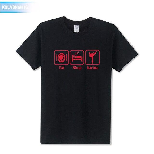 KOLVONANIG 2019 Summer Dress New Funny Eat Sleep Karate Funny Printed T Shirt Men's Sportswear Short Sleeve O-Neck Men T-shirt