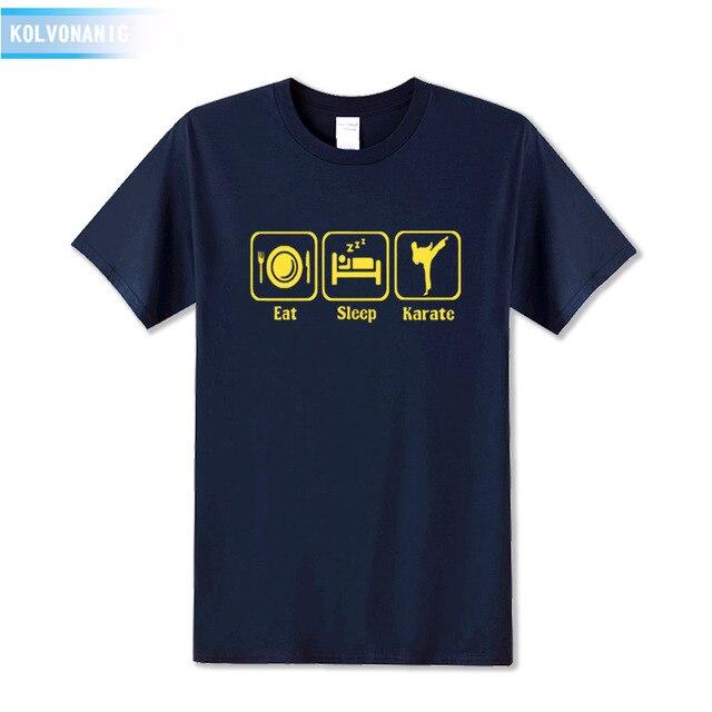 KOLVONANIG 2019 Summer Dress New Funny Eat Sleep Karate Funny Printed T Shirt Men's Sportswear Short Sleeve O-Neck Men T-shirt