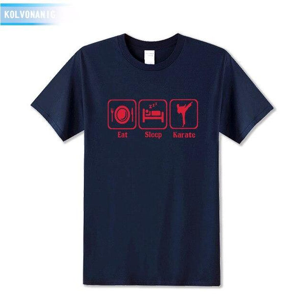 KOLVONANIG 2019 Summer Dress New Funny Eat Sleep Karate Funny Printed T Shirt Men's Sportswear Short Sleeve O-Neck Men T-shirt