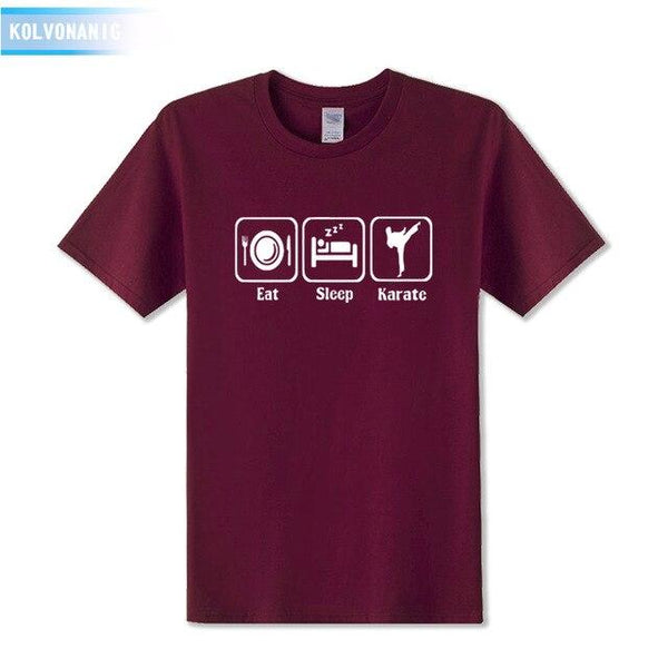 KOLVONANIG 2019 Summer Dress New Funny Eat Sleep Karate Funny Printed T Shirt Men's Sportswear Short Sleeve O-Neck Men T-shirt