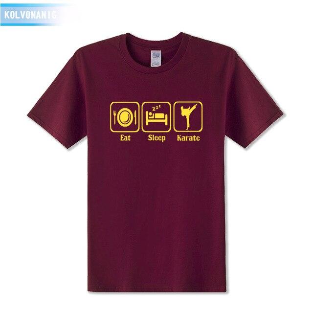 KOLVONANIG 2019 Summer Dress New Funny Eat Sleep Karate Funny Printed T Shirt Men's Sportswear Short Sleeve O-Neck Men T-shirt