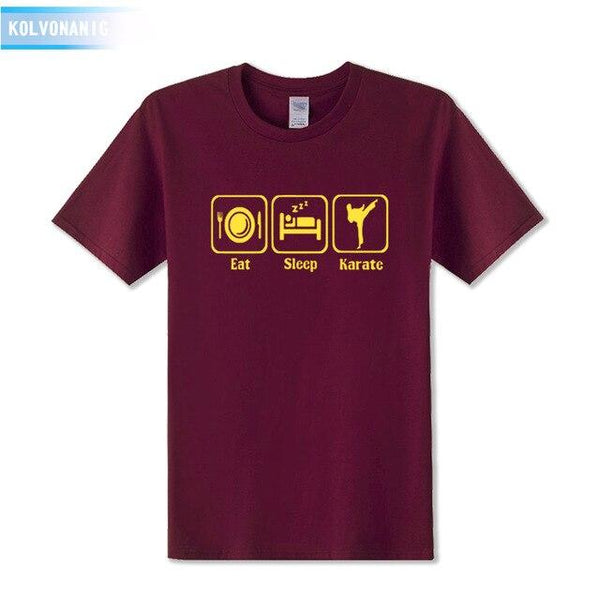 KOLVONANIG 2019 Summer Dress New Funny Eat Sleep Karate Funny Printed T Shirt Men's Sportswear Short Sleeve O-Neck Men T-shirt