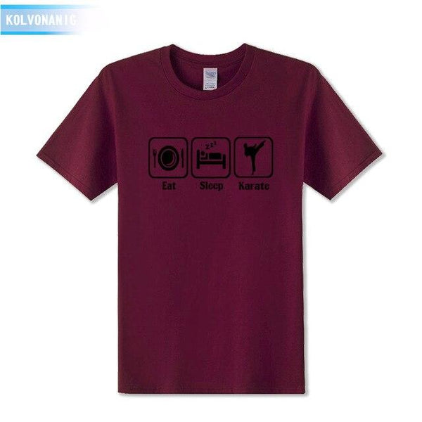 KOLVONANIG 2019 Summer Dress New Funny Eat Sleep Karate Funny Printed T Shirt Men's Sportswear Short Sleeve O-Neck Men T-shirt