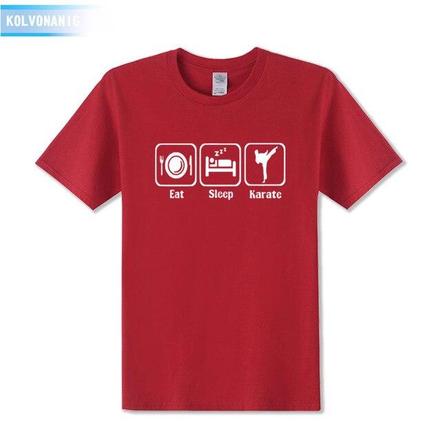 KOLVONANIG 2019 Summer Dress New Funny Eat Sleep Karate Funny Printed T Shirt Men's Sportswear Short Sleeve O-Neck Men T-shirt