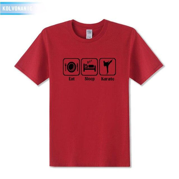 KOLVONANIG 2019 Summer Dress New Funny Eat Sleep Karate Funny Printed T Shirt Men's Sportswear Short Sleeve O-Neck Men T-shirt