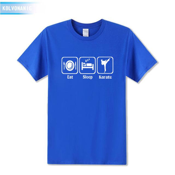 KOLVONANIG 2019 Summer Dress New Funny Eat Sleep Karate Funny Printed T Shirt Men's Sportswear Short Sleeve O-Neck Men T-shirt