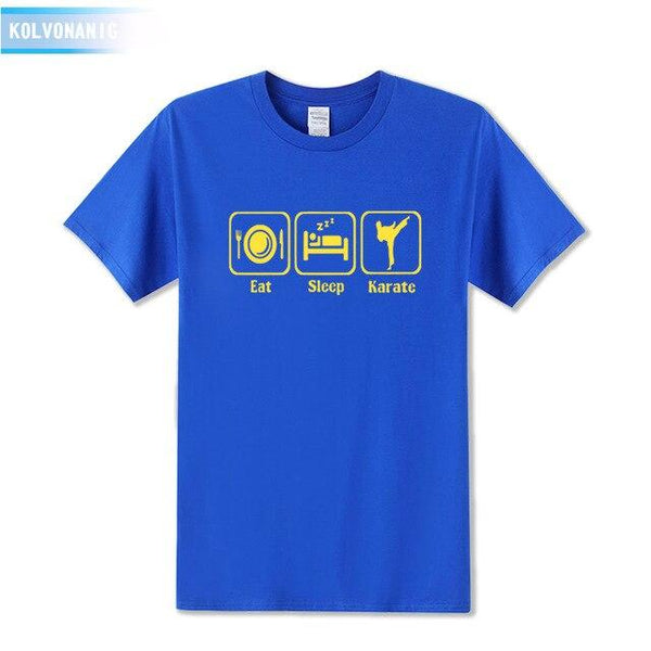 KOLVONANIG 2019 Summer Dress New Funny Eat Sleep Karate Funny Printed T Shirt Men's Sportswear Short Sleeve O-Neck Men T-shirt