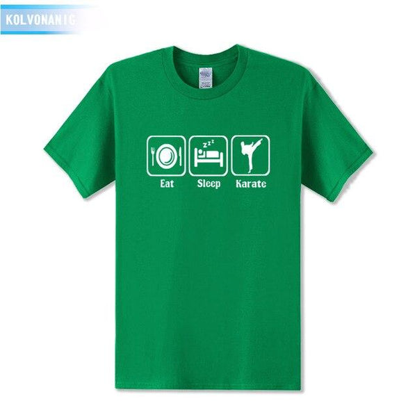 KOLVONANIG 2019 Summer Dress New Funny Eat Sleep Karate Funny Printed T Shirt Men's Sportswear Short Sleeve O-Neck Men T-shirt