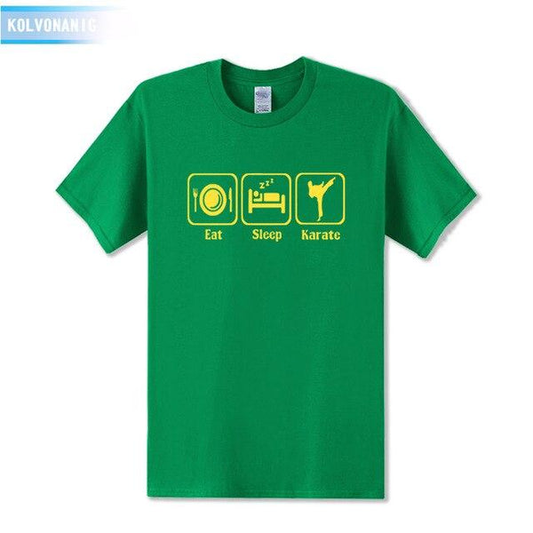 KOLVONANIG 2019 Summer Dress New Funny Eat Sleep Karate Funny Printed T Shirt Men's Sportswear Short Sleeve O-Neck Men T-shirt