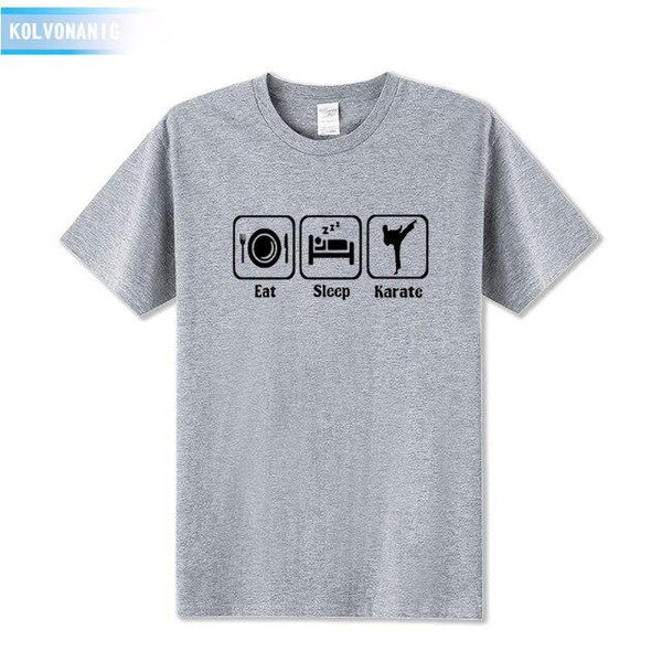 KOLVONANIG 2019 Summer Dress New Funny Eat Sleep Karate Funny Printed T Shirt Men's Sportswear Short Sleeve O-Neck Men T-shirt