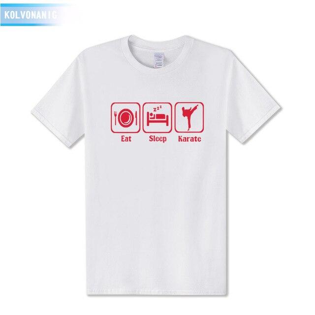 KOLVONANIG 2019 Summer Dress New Funny Eat Sleep Karate Funny Printed T Shirt Men's Sportswear Short Sleeve O-Neck Men T-shirt