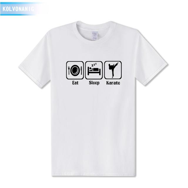 KOLVONANIG 2019 Summer Dress New Funny Eat Sleep Karate Funny Printed T Shirt Men's Sportswear Short Sleeve O-Neck Men T-shirt