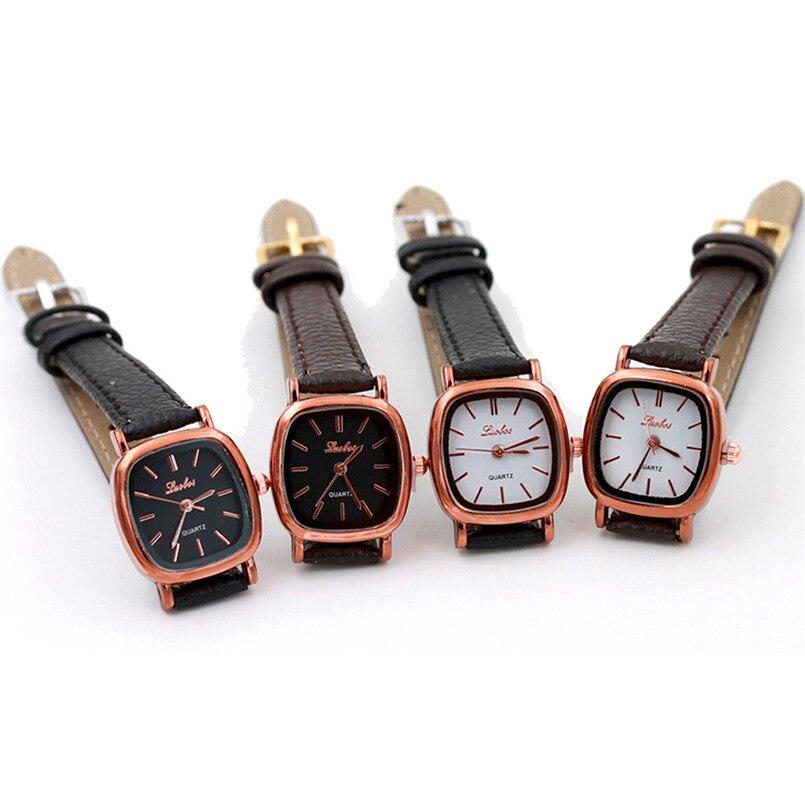 New Fashion Women Leather Band Analog Quartz Movement Wrist Watch PU Leather Dress Clock #200717