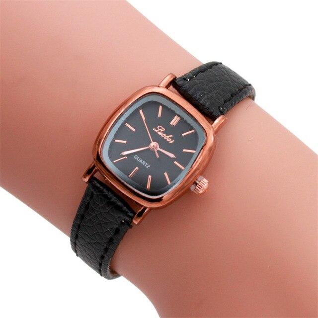 New Fashion Women Leather Band Analog Quartz Movement Wrist Watch PU Leather Dress Clock #200717