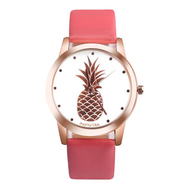 Women Men Watches New Fashion Pineapple Faux Leather Analog Quartz Wristwatch Luxury Ladies Casual Dress Watch reloj mujer #C
