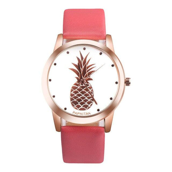 Women Men Watches New Fashion Pineapple Faux Leather Analog Quartz Wristwatch Luxury Ladies Casual Dress Watch reloj mujer #C