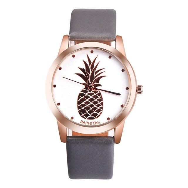 Women Men Watches New Fashion Pineapple Faux Leather Analog Quartz Wristwatch Luxury Ladies Casual Dress Watch reloj mujer #C