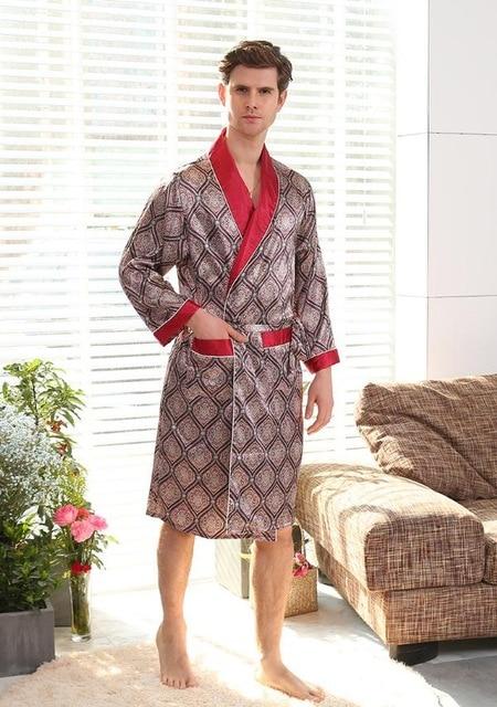 Luxury Designer Men's Silk Kimono Robe Plus 5XL Long Sleeve Sleepwear Bathrobe Oversized Satin Nightgown Summer Home Clothing