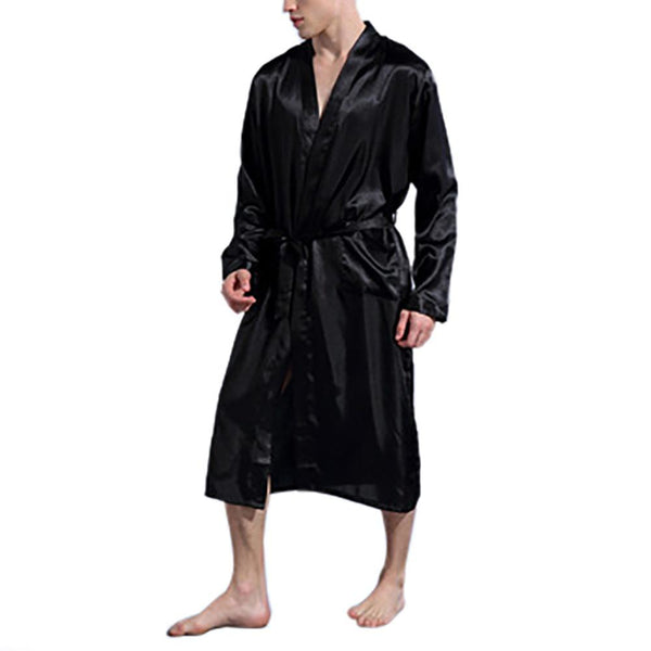 Men's Silk Satin Bathrobe Robe Long Solid Silk Pajamas Men Silk Nightgown Sleepwear kimono homme Dressing Gown