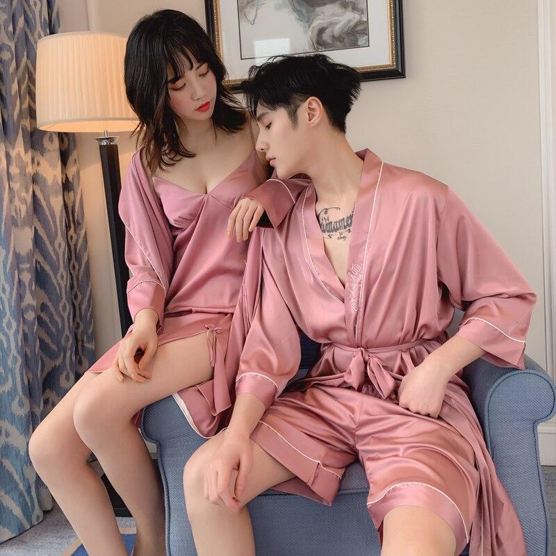 2019 summer chinese men's robe kimono faux silk bath gown bathrobe nightgown sleepwear hombre pijama