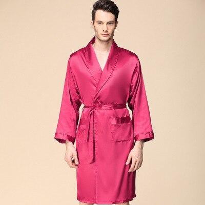 New Men Satin Silk Robes Nightgown For Male Long Sleeve Sleepwear Kimono Mens Bathrobe Leisure Men's Gown Soft Cozy For Sleeping