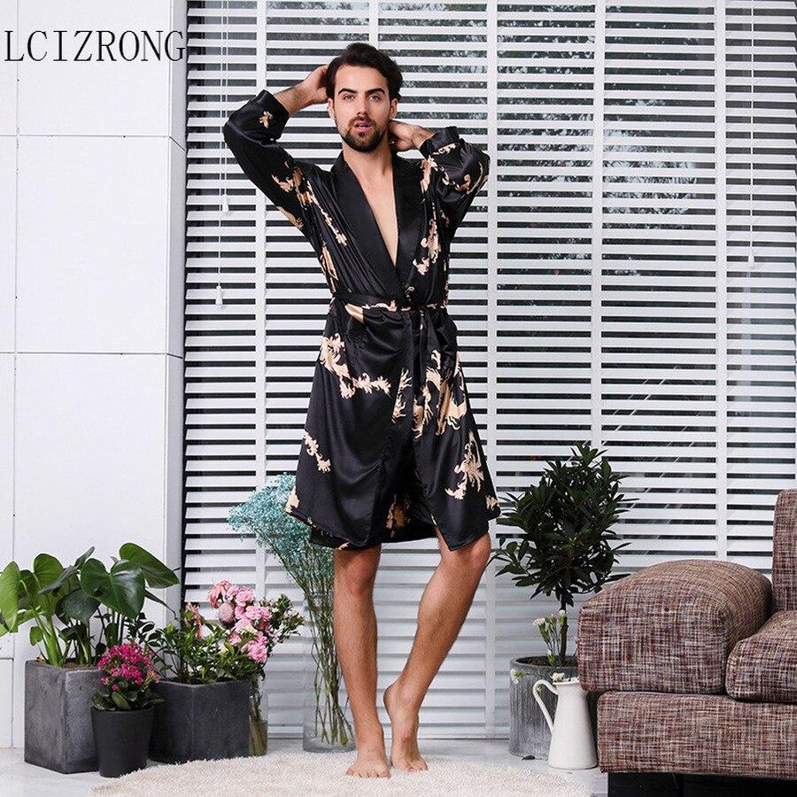 Luxury Designer Men's Silk Robes 5XL Pajamas Sleepwear Male Soft Bathrobe Oversized Satin Nightgown Man Summer Home Clothing