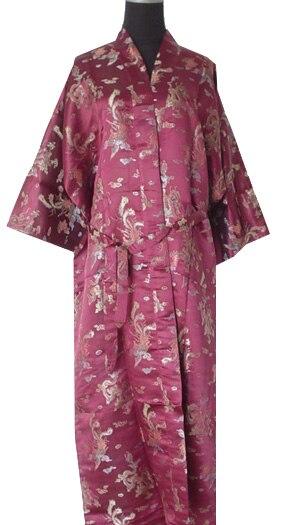 Free Shipping!Chinese Men's Silk Satin Bath Gown Nightgown Yukata Kaftan Robe Gown With Belt S M L XL XXL XXXL Dragon MR001